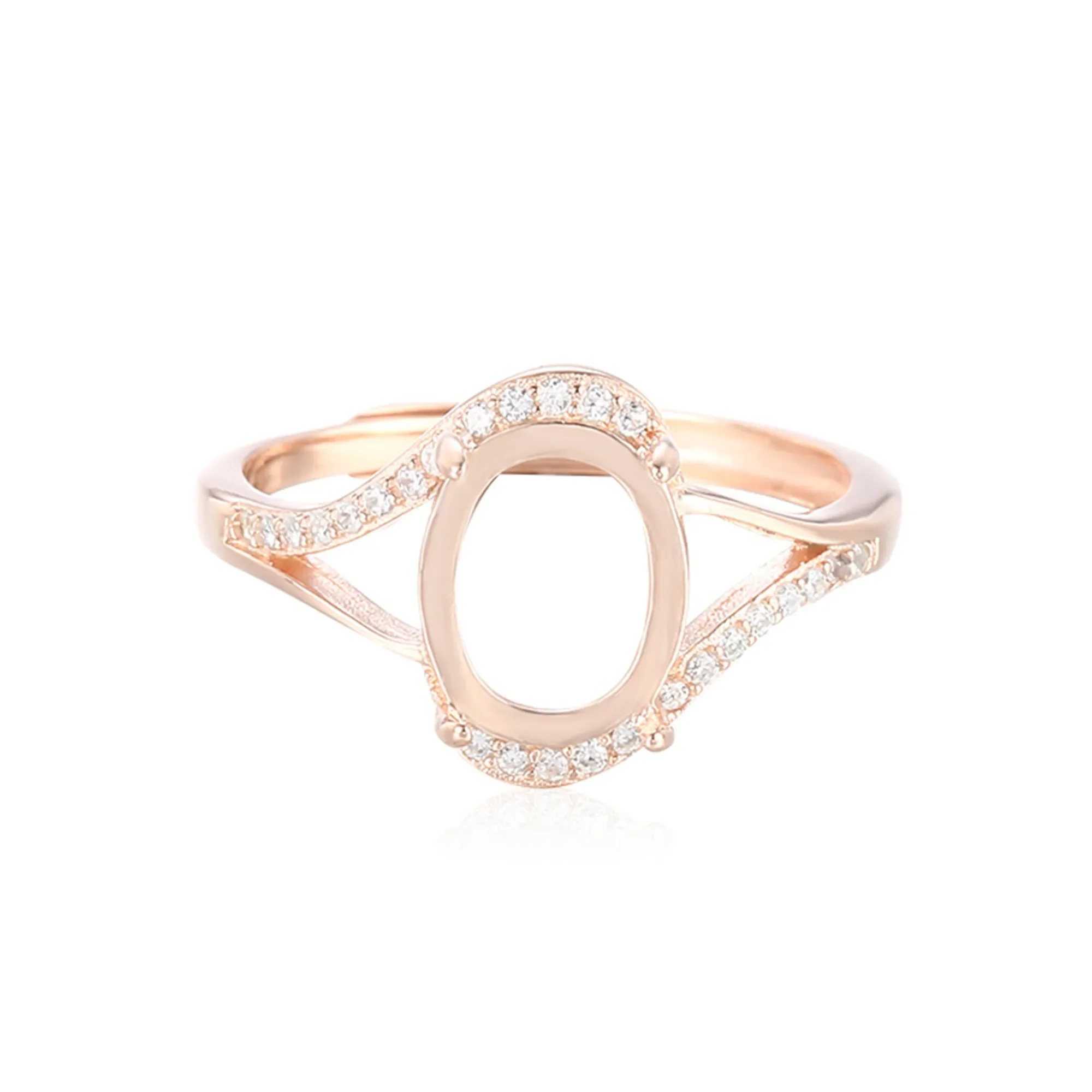 

Ring Blank for 3x5mm/4x6mm/5x7mm/6x8mm/7x9mm/8x10mm Oval Cabochons 925 Silver Zircon Adjustable Ring Setting