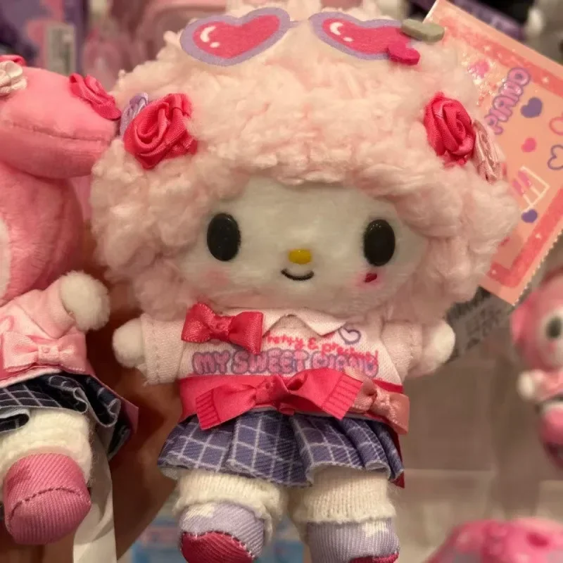 نمط المدرسة مرحبا كيتي بلدي ميلودي سلسلة المفاتيح القطيفة 90s غال زهرة Kawaii حقيبة سحر للفتيات هدية