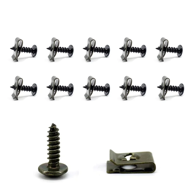 30 Sets M4 M5 Motorcycle Car Scooter ATV Moped Ebike Plastic Cover Metal Retainer M4 M5 Self-tapping Screw And Clips Motorcar