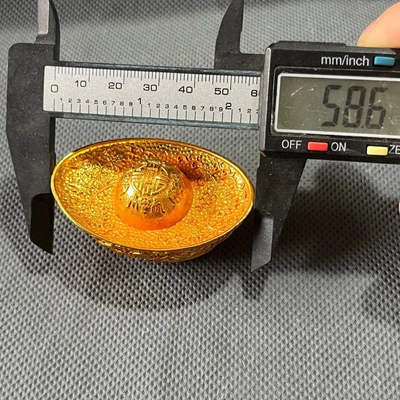 gold for worship, gilded copper ingot two dragons playing with a pearl