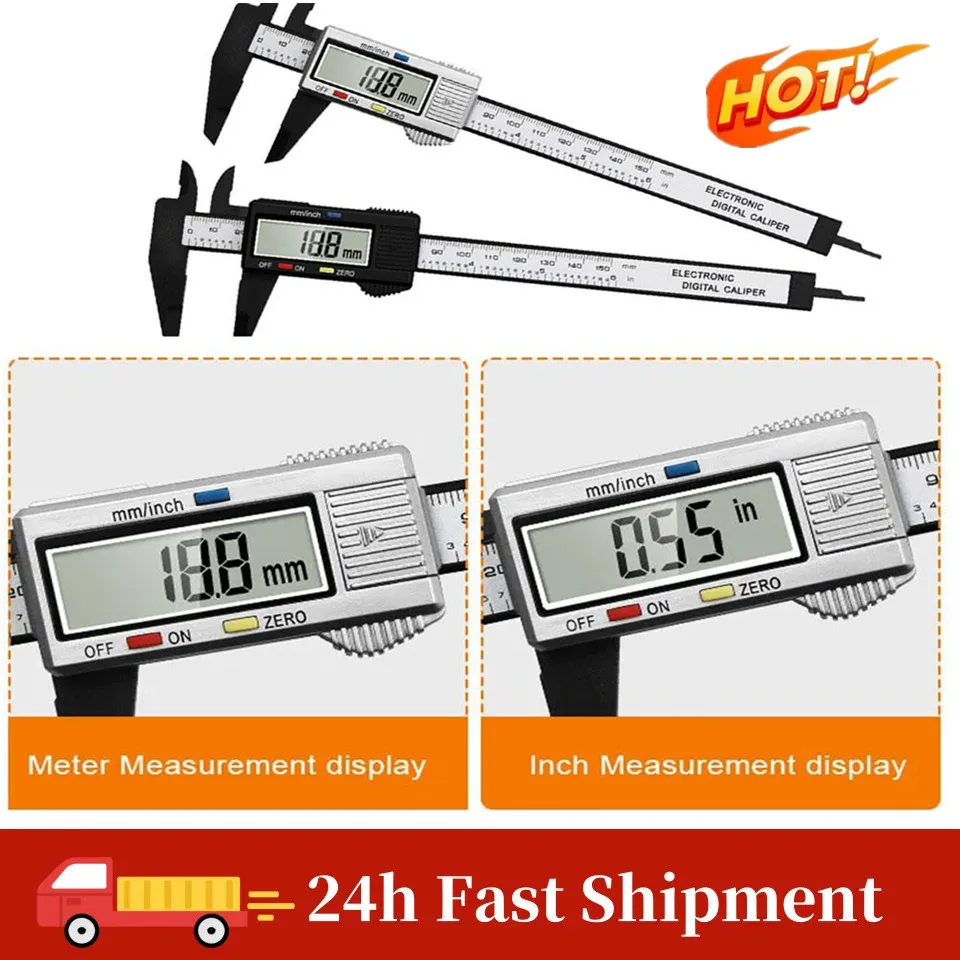Electronic Digital Caliper Carbon Fiber Dial Vernier Caliper Gauge Micrometer Measuring Tool Digital Ruler