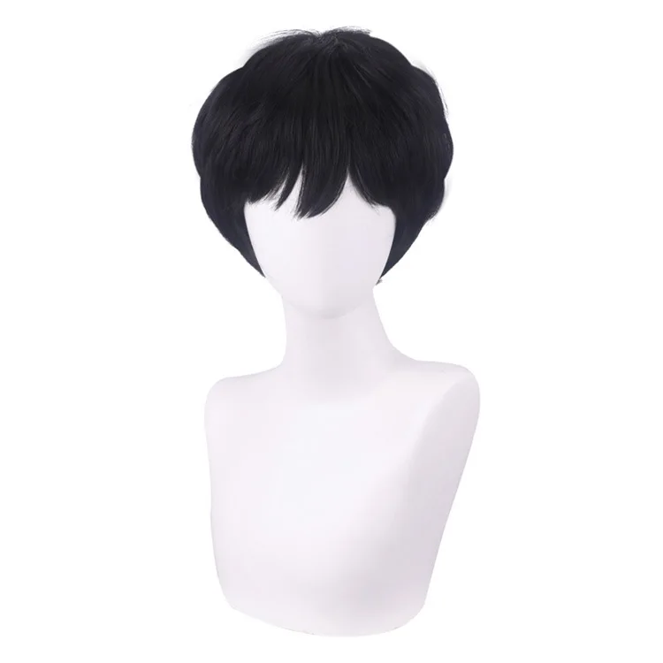 الملك تصنيف الذكور الرصاص الأمير Bogi شعر مستعار تأثيري أسود متموج قليلا الشعر القصير #5