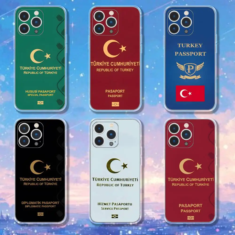 

Turkey Passport Phone Case For iPhone 17,16,15,14,13,12,11 Pro,Max,Plus,X,XS,XR,SE4,E Mini Transparent Soft Cover
