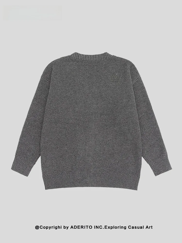 Minimalist V-Neck Open Cardigan Sweater Unisex Loose Fit Knittedwear NANA Block Series Fashionable Casual Winter Outerwear - view 4