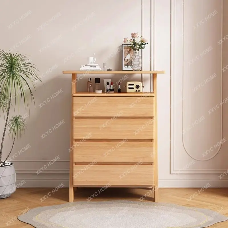 solid wood modern simple bedroom storage cabinet log wind living room storage drawer cabinet new