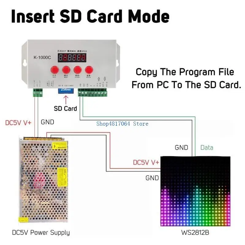 T3LB Full-color Lantern Pixels Program Controller Programmable Compatible for K1000C DMX512 Intelligent Lighting Upgrade Card