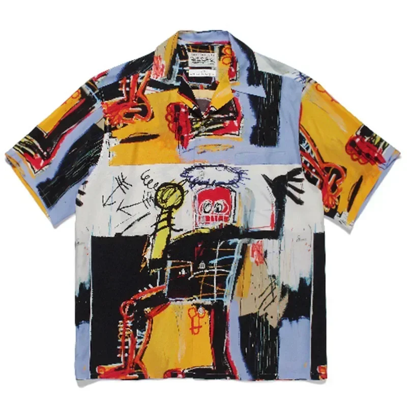 24ss Casual Shirts Men Women 1:1 Street Fashion Graffiti Men Hawaiian Shirts