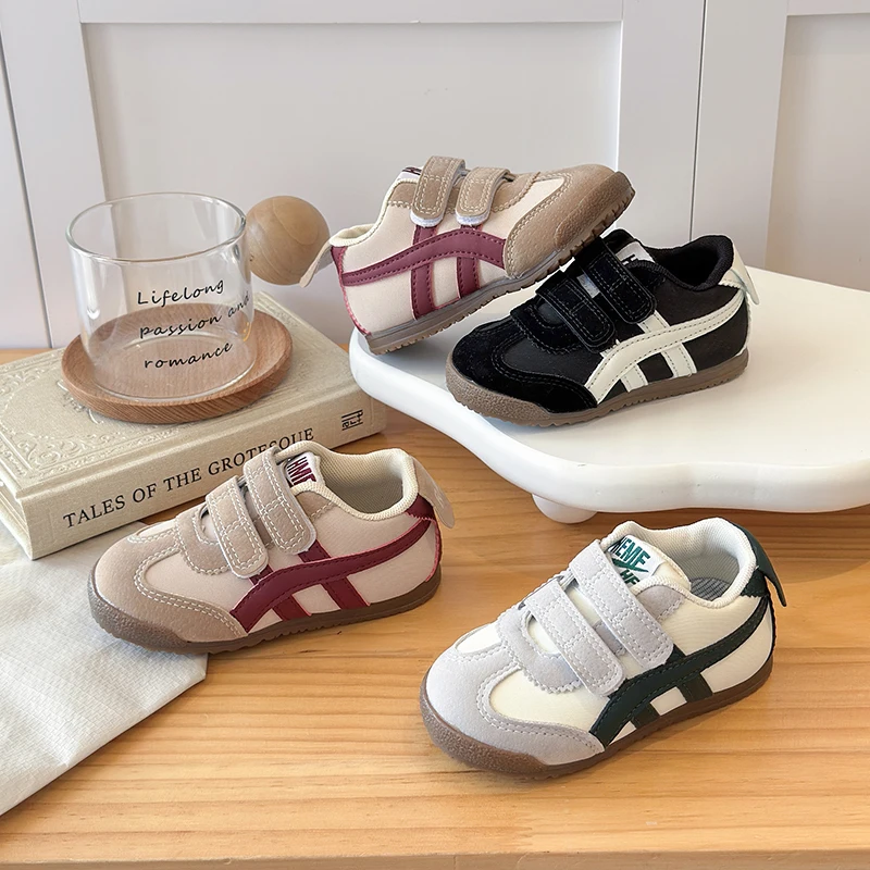 Toddler Retro Trainer Sneakers, Double Hook Loop Strap Casual Walking Shoes, Soft Non Slip Rubber Sole Breathable Infant