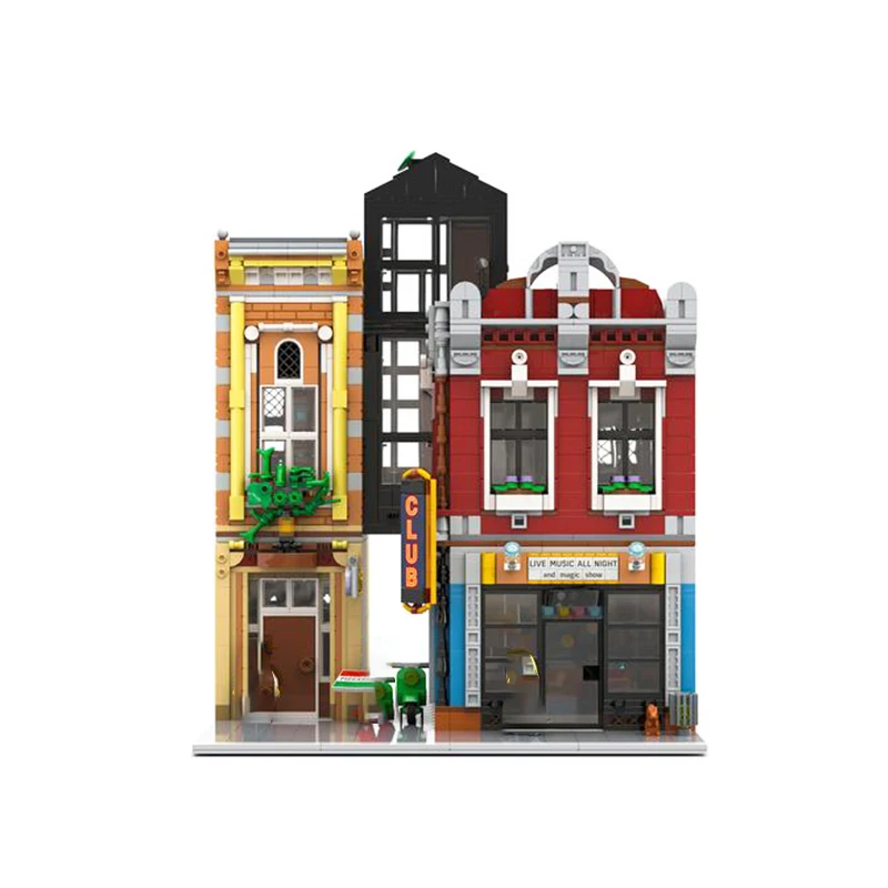 Moc bloco de construção famosa cidade moderna vista rua arquitetura jazz clube boate diy modelo tijolos coletor conjuntos brinquedos presentes