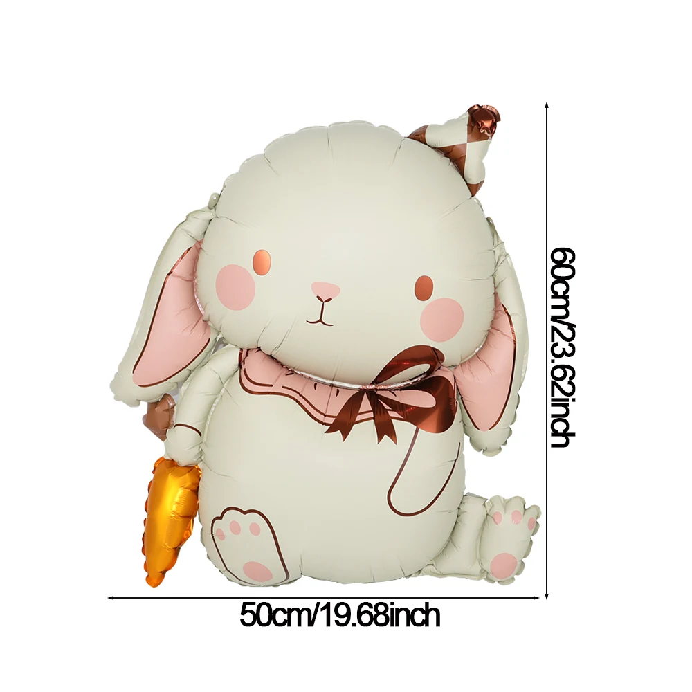 6 Stück Kaninchen Karotte Rosa Gänseblümchen Blume Stern Creme Zahl Ballon Set Mädchen Geburtstag Hochzeitstag Party Dekoration Babyshower – Detail 9