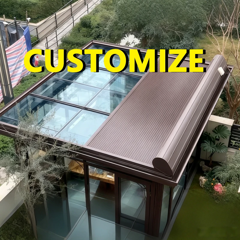 

Any Size Custom Fully Auto Aluminum Shade Roof High Density Foam Blades Long Lasting Heat Separate Glass Build Outdoor Shelter