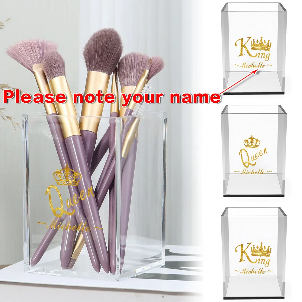 

Customized Name Makeup Brush Storage Box Practical Acrylic Bathroom Organizing and Storage Accessories Room Decoration
