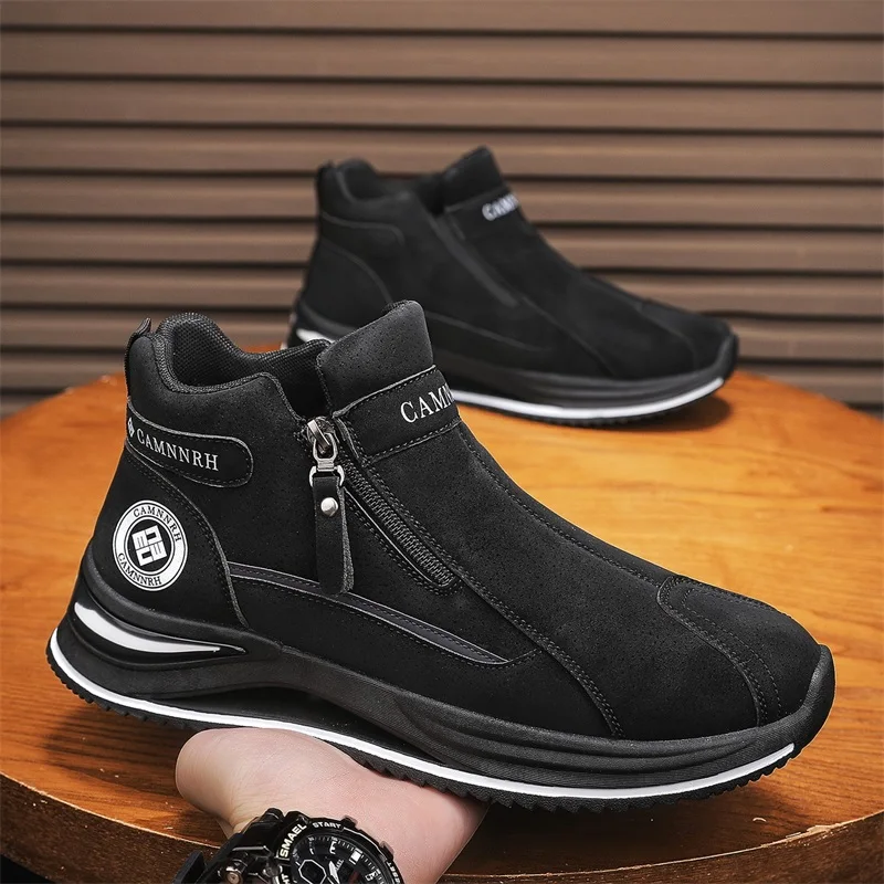 

Autumn Men Casual Sports Shoes Platform Fashion Short Boots Zapatillas 2025 Comfortable Anti Slip High Top Outdoor Running Shoes