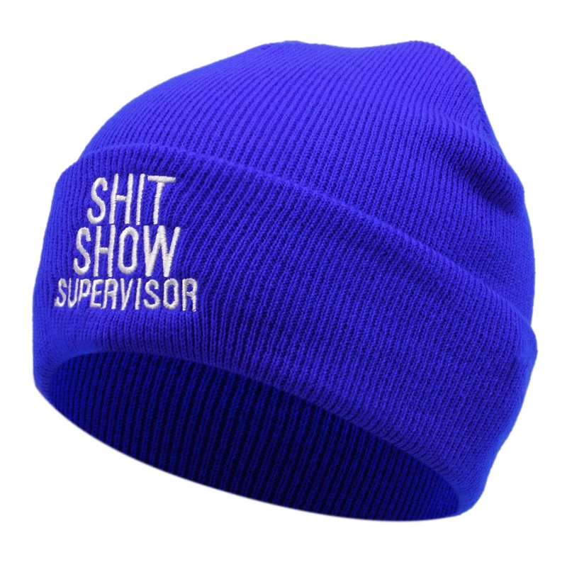 SHIT SHOW SUPERVISOR Winter keep warm fashion Beanie hat embroidered women men knitted hat outdoor hat