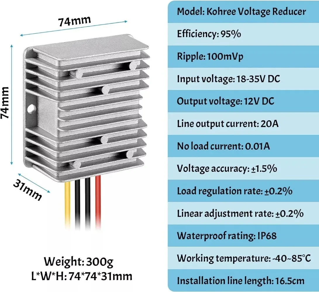 Imagem -04 - Regulador de Tensão Buck Boost Automático Conversor para Bosch Azul Adaptador Faça Você Mesmo Step Down 20a 240w dc 18v para dc 12v