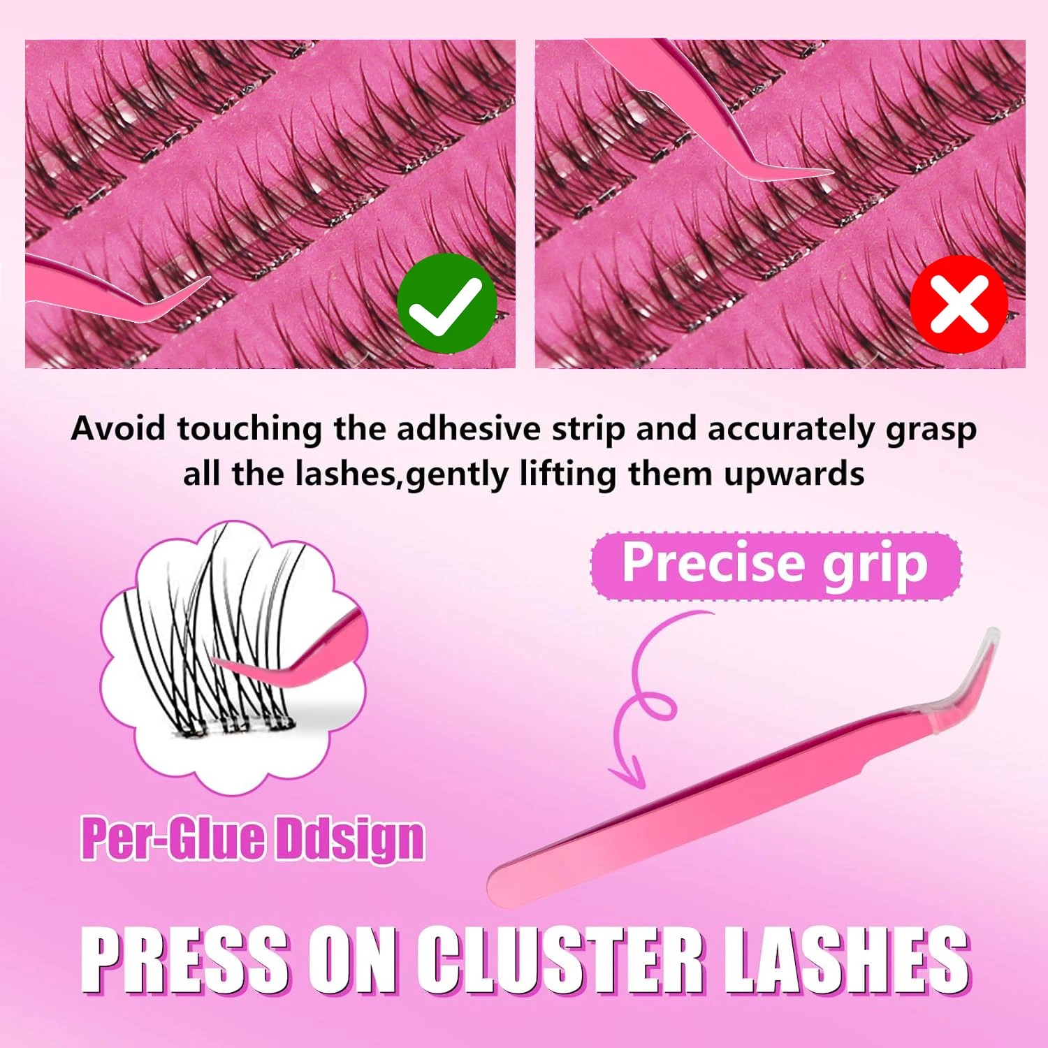 Cílios postiços autoadesivos, clusters de cílios de pressão, extensões de cílios finos, kit de extensão de cílios de cluster natural de 60 peças com pinça (10-12 mm, curvatura C) adequado para iniciantes, cílios postiços autoadesivos com aparência natural