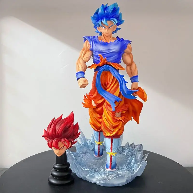 

Dragon Ball Z Figuras Son Goku Action Figure Super Saiyan Model with Two Heads 35cm DBZ Figurine Anime Peripheral GK Statue Gift
