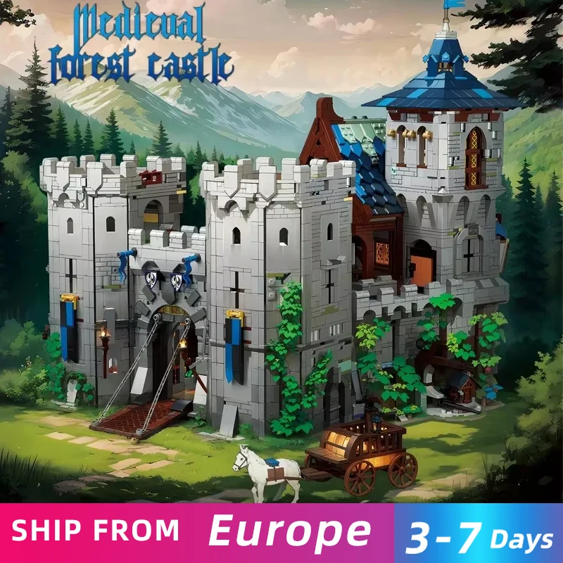 Blocs de construction château de la Jungle médiévale, 6640 pièces, modèle de château de forêt, briques, ornements de bureau, jouets éducatifs pour enfants, cadeaux de vacances