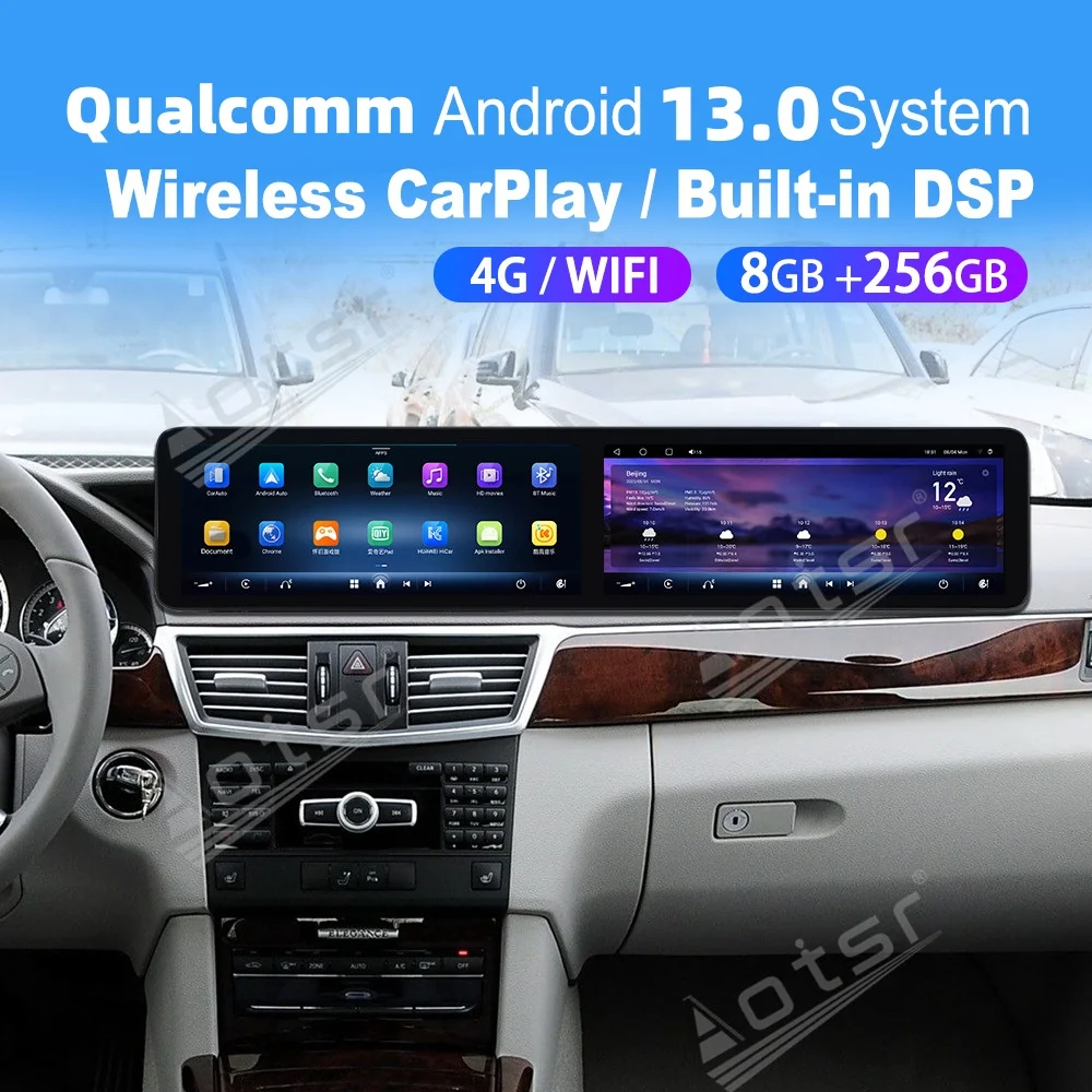 

12.3" Dual Screen Qualcomm Android Car Multimedia Automotive For Mercedes-Benz E 2009~2015 GPS Navigation Car Radio Head Unit