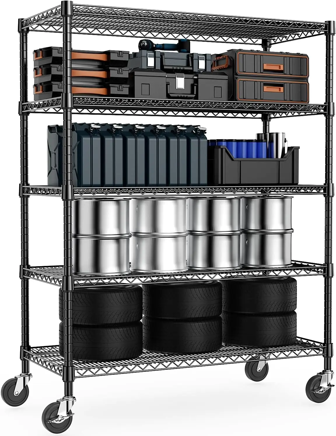 Garage Shelving 5 Tier Industrial Metal Shelving Units Commercial Basement Pantry Warehouse School Black Heavy Duty Easy