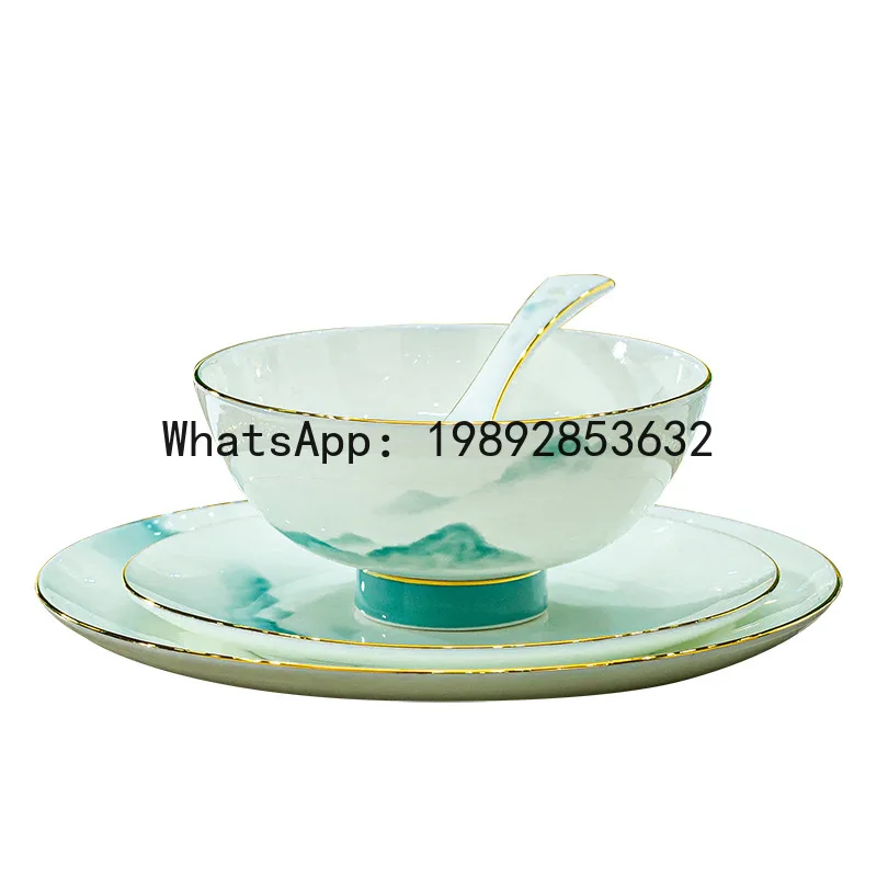 

Xl high-end bone china tableware housewarming gift jingdezhen small clear ceramic bowl plate dish combination for homesuit gift