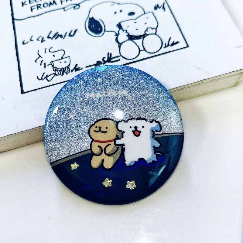 High Beauty Dog Double Flash Badge Grain Display Decoration Fan Cosplay Gift Animal Brooch Ornament Accessories Collection Gift