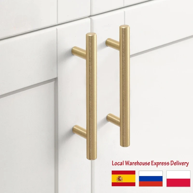 

20 шт. матовые золотые ручки для шкафа - Т-образные ручки из нержавеющей стали 76 мм 96 мм для кухонных шкафов и мебельных дверей