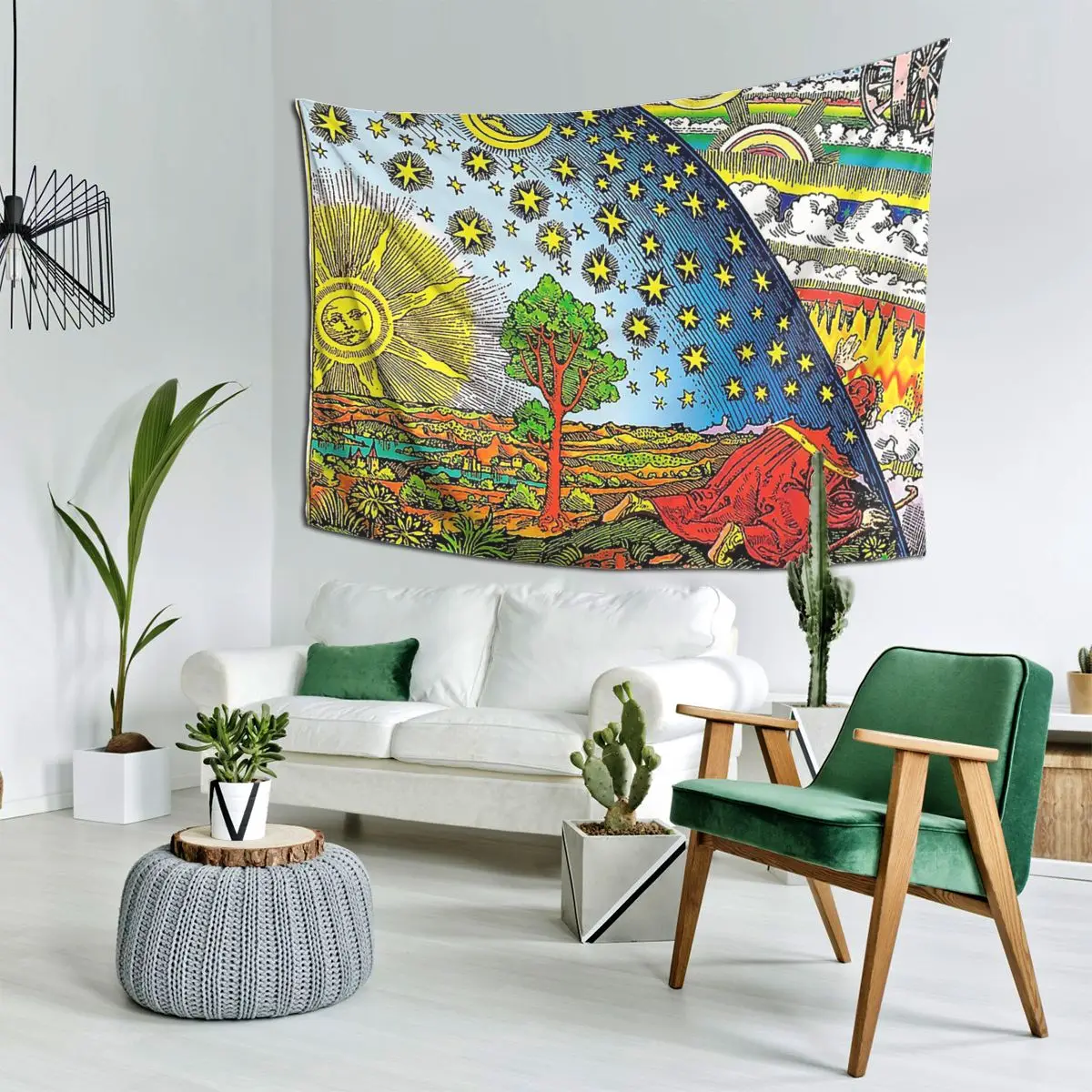 Flammarion Engraving In Color Tapestry Decor Art Aesthetic Tapestries for Living Room Bedroom Home Wall Cloth Wall Hanging