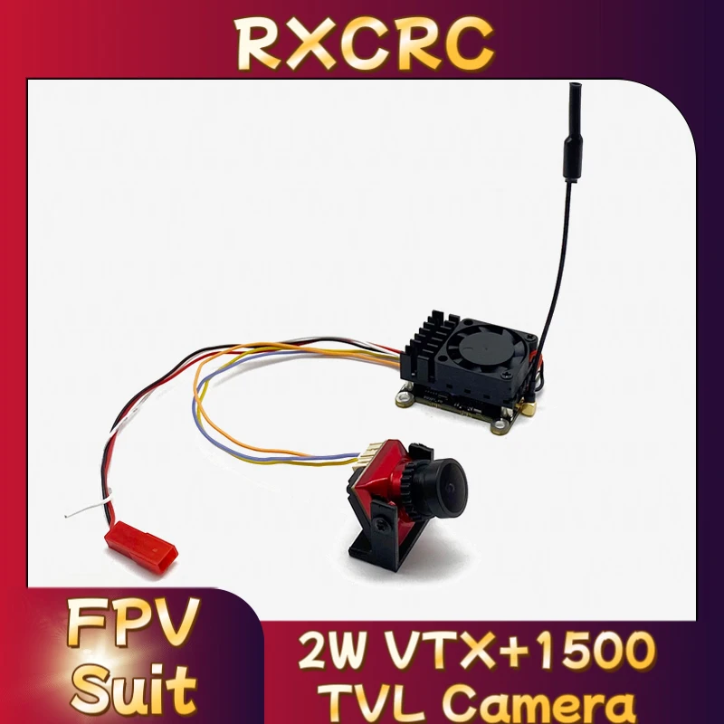RXCRC FPV Suit 5.8G 2000mW VTX Transmitter with built-in microphone 1500TVL camera 2.1mm,suitable for unmanned aerial vehicle RC