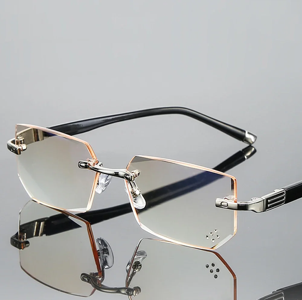 

Clara Vida Ultralight Diamond Cut Reading Glasses Man Rimless Commercial Anti Blu Reading Glasses+0.75 +1+1.5 to +4