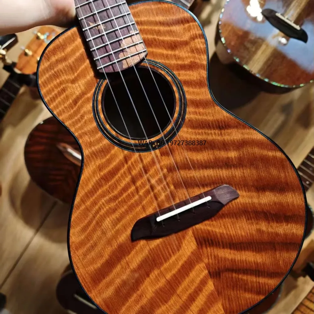 U2608 Handmade Master Level 4 Strings All Solid Cedar Koa Ukulele with Ebony Fingerboard