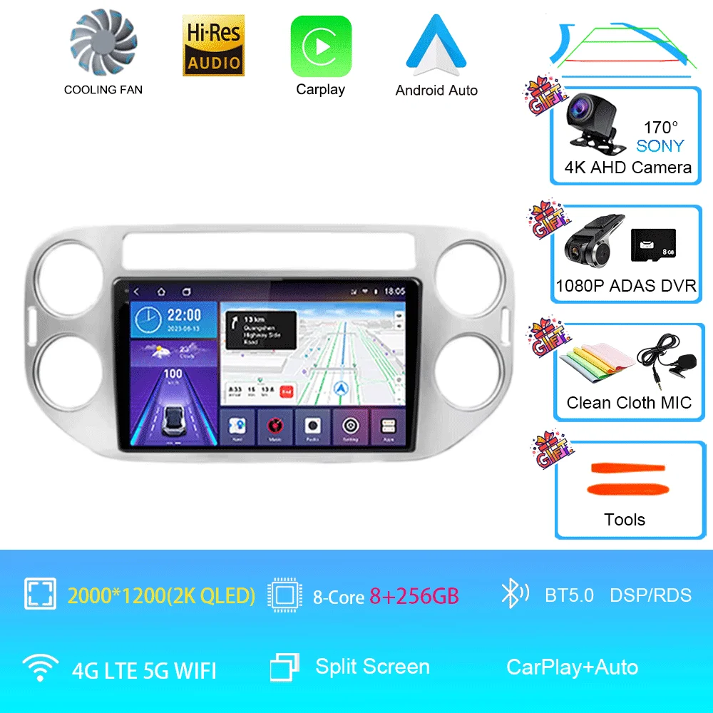 Android 16 voor Volkswagen VW Tiguan 5N 2007-16 VW Golf Plus 2004-13 9 inch CarPlay autoradio GPS navigatie head unit
