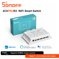 SONOFF 4CHPROR3 4 Gang 433Mhz RF Smart Switch Interlock Self-Locking Inching Modes Remote Control via eWeLink APP Alexa IFTTT