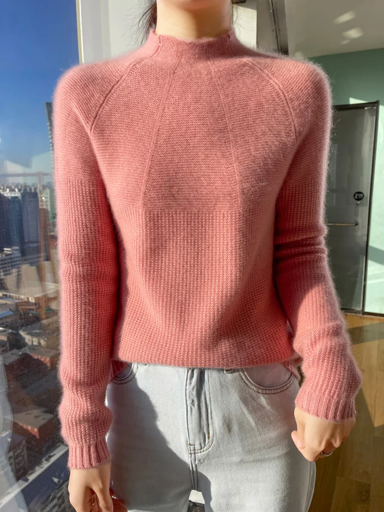 

Half High Collar 100% Pure Wool Sweater Women's New Fall And Winter Pullover Women's High-Quality Sweater Knitting Warm Jumper