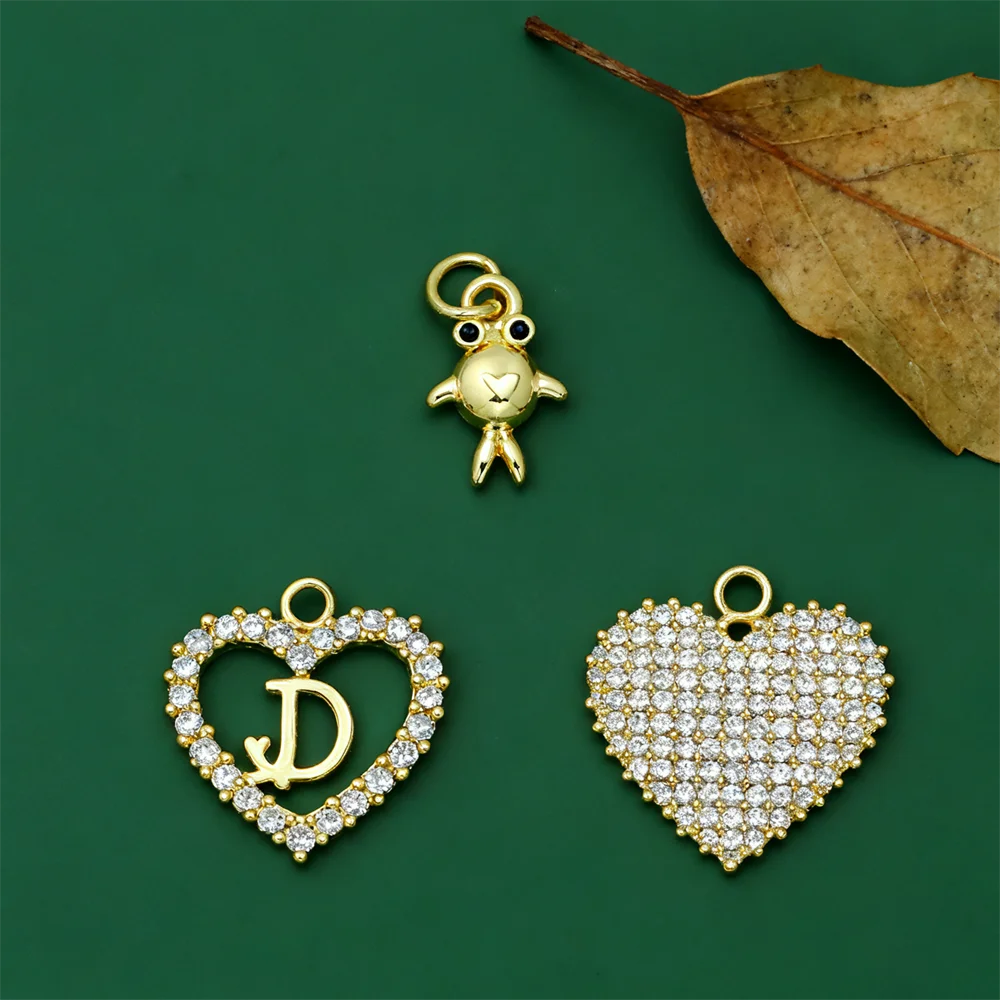 

2 шт. подвески латунные кубические циркониевые подвески в форме сердца для DIY ювелирных изделий ожерелье браслет романтические стильные аксессуары для украшения подарка