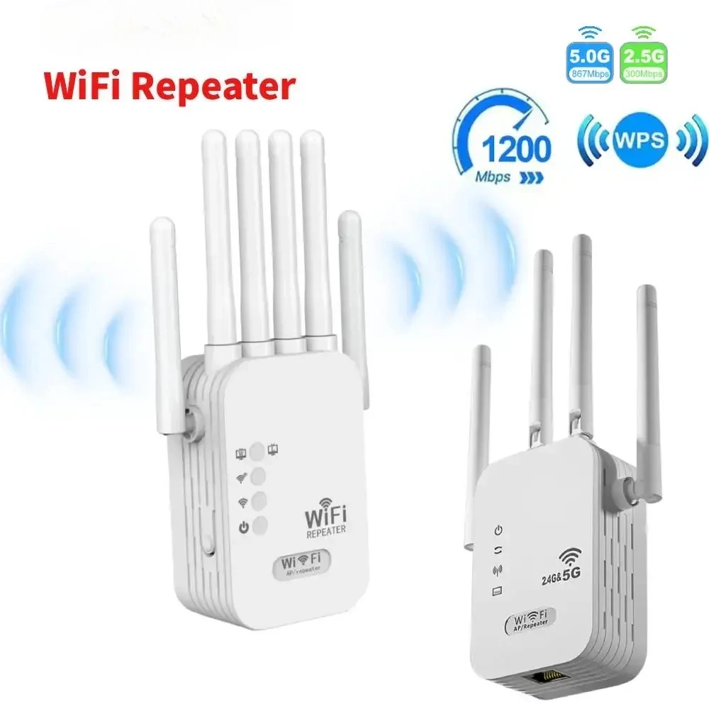 300Mbps WiFi Repeater Dual Band 2.4G 5G Signal Booster 802.11bgn WiFi Extender Amplifier Gigabit Router WPS EU US Plug