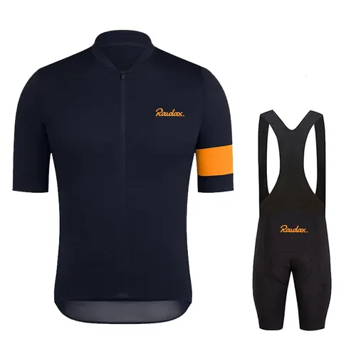 Raudax-Conjunto de Jersey de Ciclismo de manga corta para Hombre, Ropa de Ciclismo para Hombre, pantalones cortos con pechera para triatlón, uniforme para bicicleta