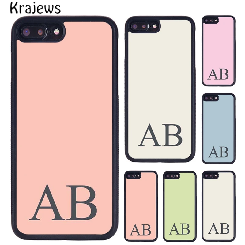 Krajews Personalised Custom Pastel Monogram Phone Case For iPhone 16 15 14 Plus 11 12 mini 13 Pro XR XS Max coque