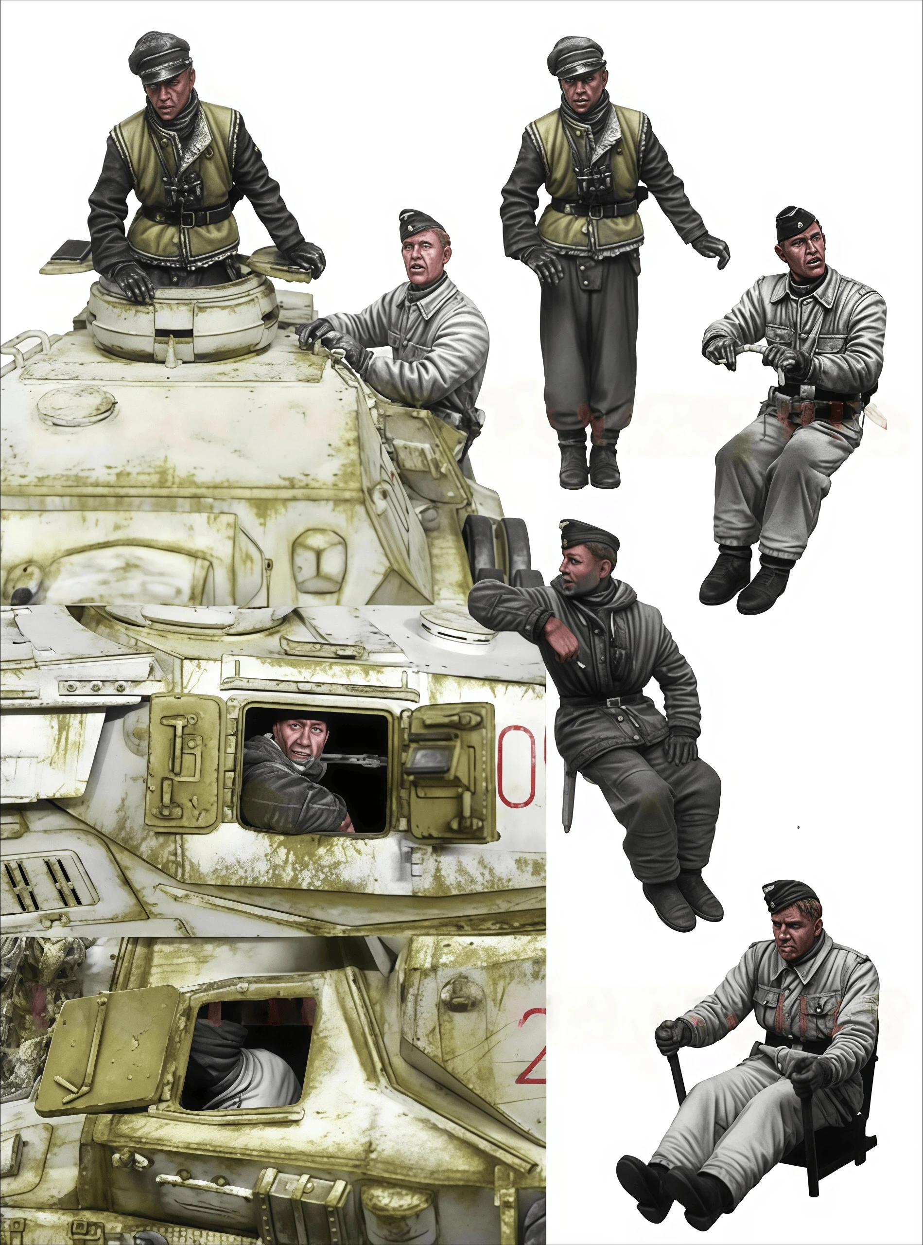 1: 35 Casting Resin Model Kit, Gk, 4-person Resin Grey Assembled Model, Unpainted