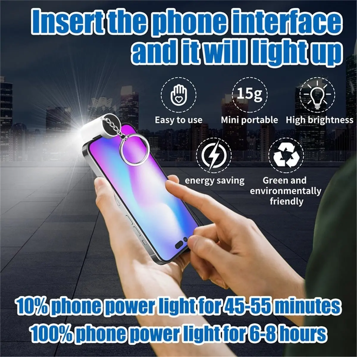 #69A (Metal)Mini Keychain LED Flashlight No Charging Required,Electronics Accessories