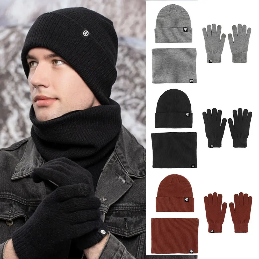 

Gifts Warm Fleece Beanie Hat Scarf Gloves Cold Weather Casual Touch Screen Gloves Soft Knit Winter Hat for Women Men