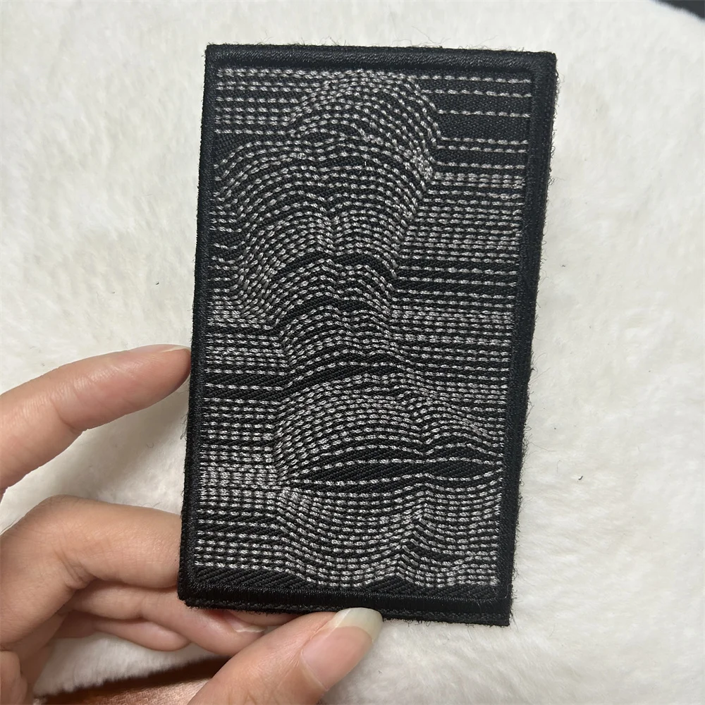 Sexy beautiful woman grey lines embroidery patch tactical hook and loop sci-fi curve girl morale badge costume backpack sticker