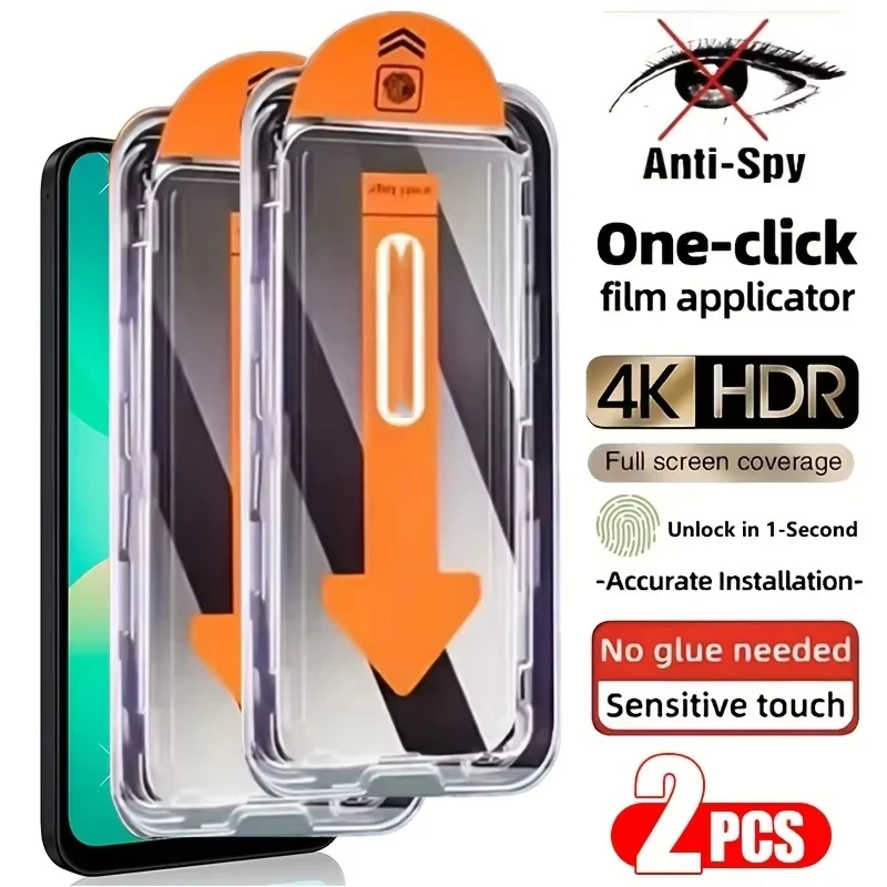 

2Pcs Privacy Screen Protector For iPhone 17 Dust Free Installation Glass iPhone 16 17 15 11 12 13 14 Pro Max Air Plus XR XS Max