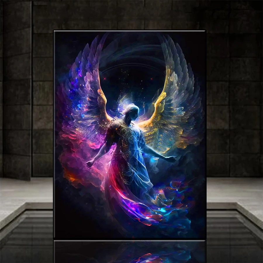 DIY Diamond Painting Dreamy Abstract Colorful Art Angel Feathered wings Diamond Mosaic Full Drill Cross Stitch Handmade Hobby