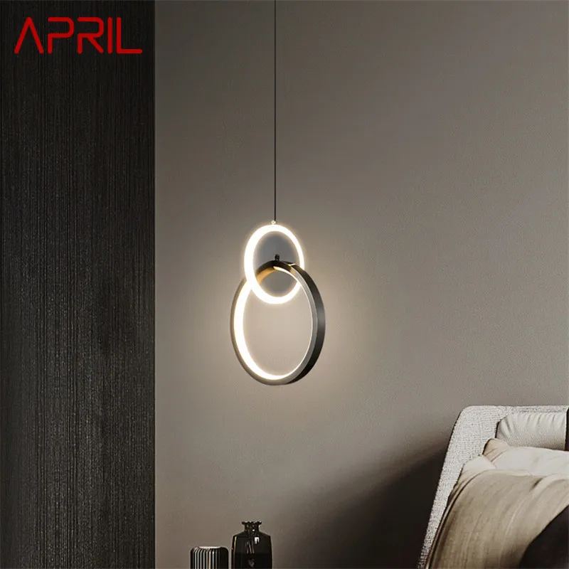 

APRIL Modern Black Copper Chandelier LED 3 Colors Creative Decorative Hanging Light for Home Bed Room