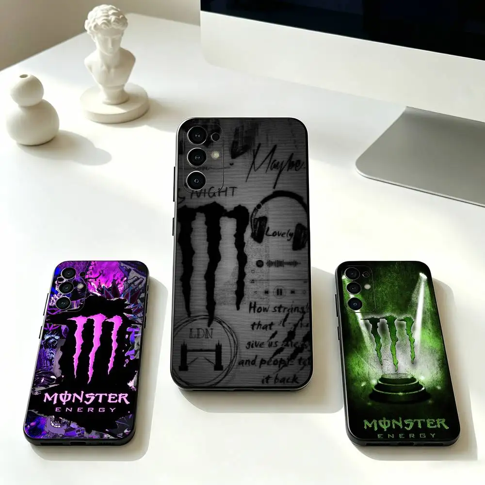 Funda para Teléfono F-Fashion m-MonsterES Power Drink para Samsung S25, S24, S21, S22, S23, S30, Ultra, S20, Plus, Fe, Lite, Note, 10, Negra