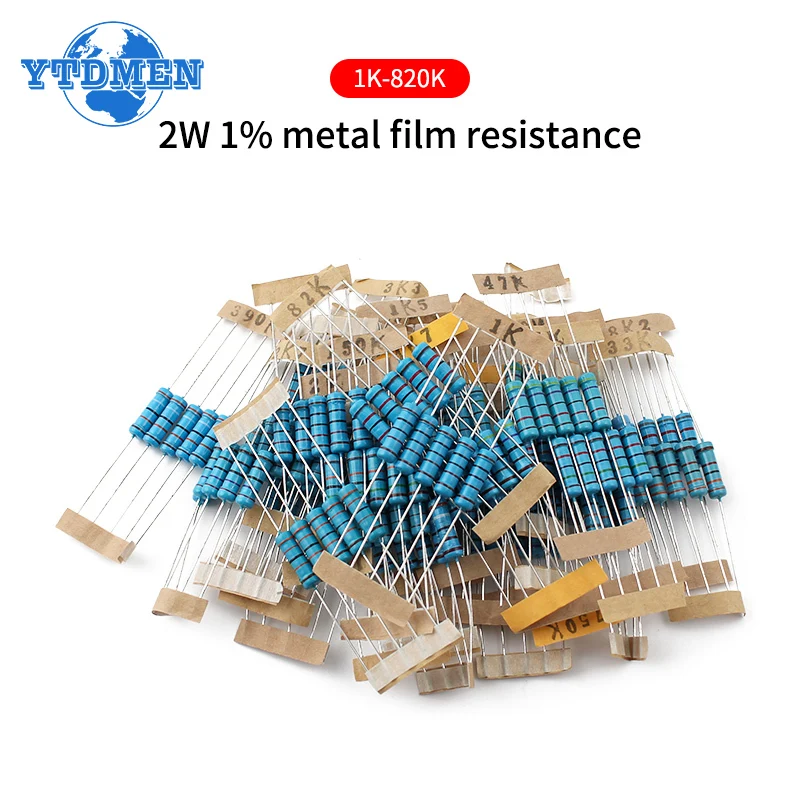 300pcs/150pcs 30 Value Metal Film Resistor Pack Set 1%  Dip Resistors 0.5W 1W 2W 3W Diy Electronic Kit (0.1 Ohm ~750 Ohm )