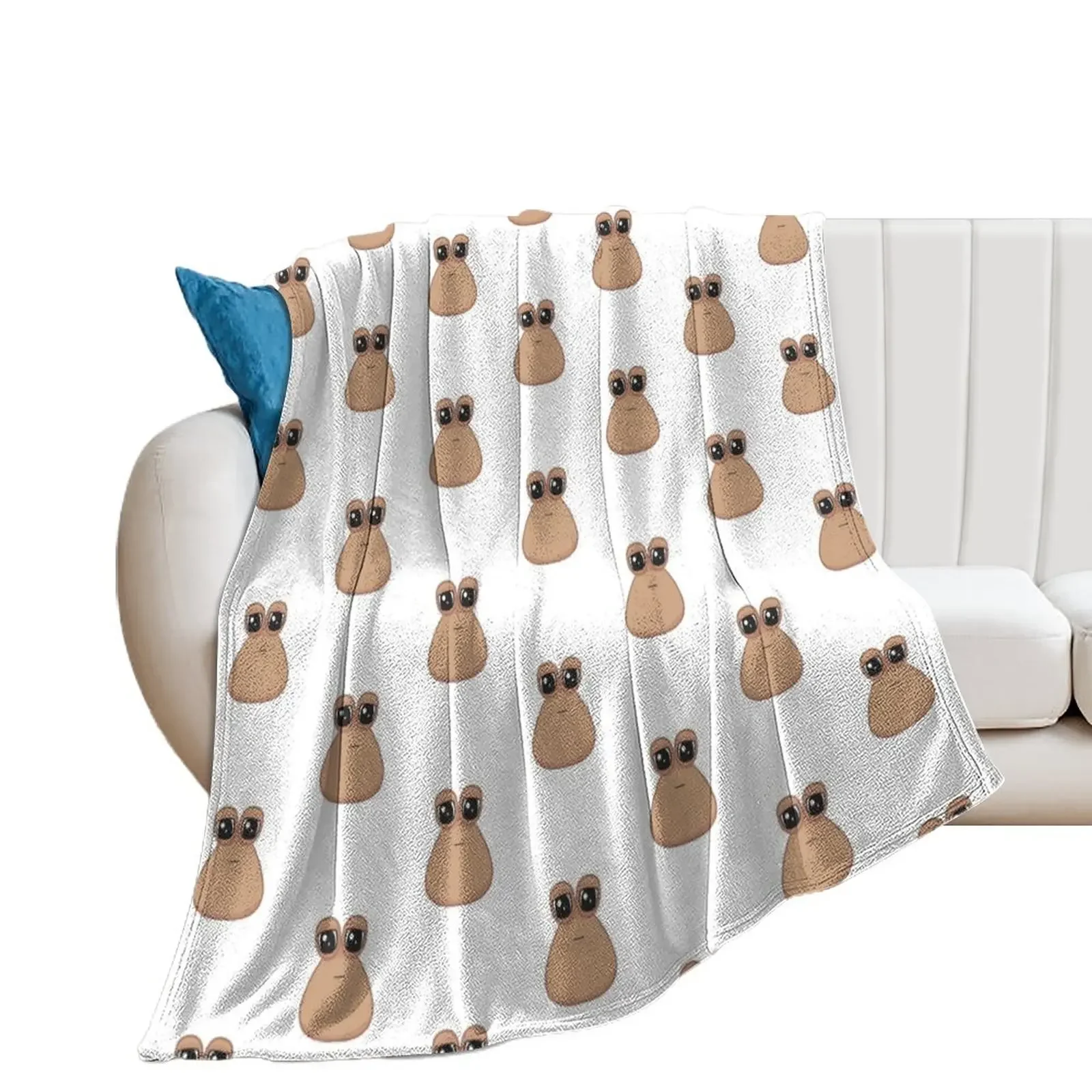 

Sad cute little cursed Pou Throw Blanket Custom Baby sofa bed Blankets