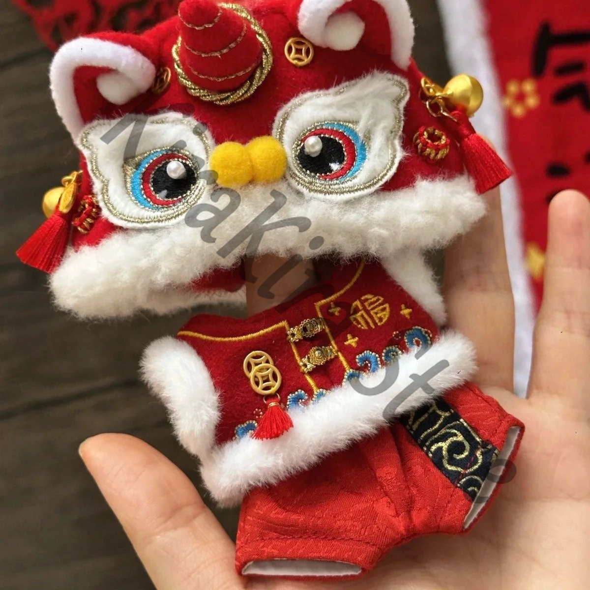 

10cm Anime Q Version Cotton Doll Cosplay Clothes Cute Lion Dance Moppet Outfit Cartoon Creativity Clothing Dress-up Adorable