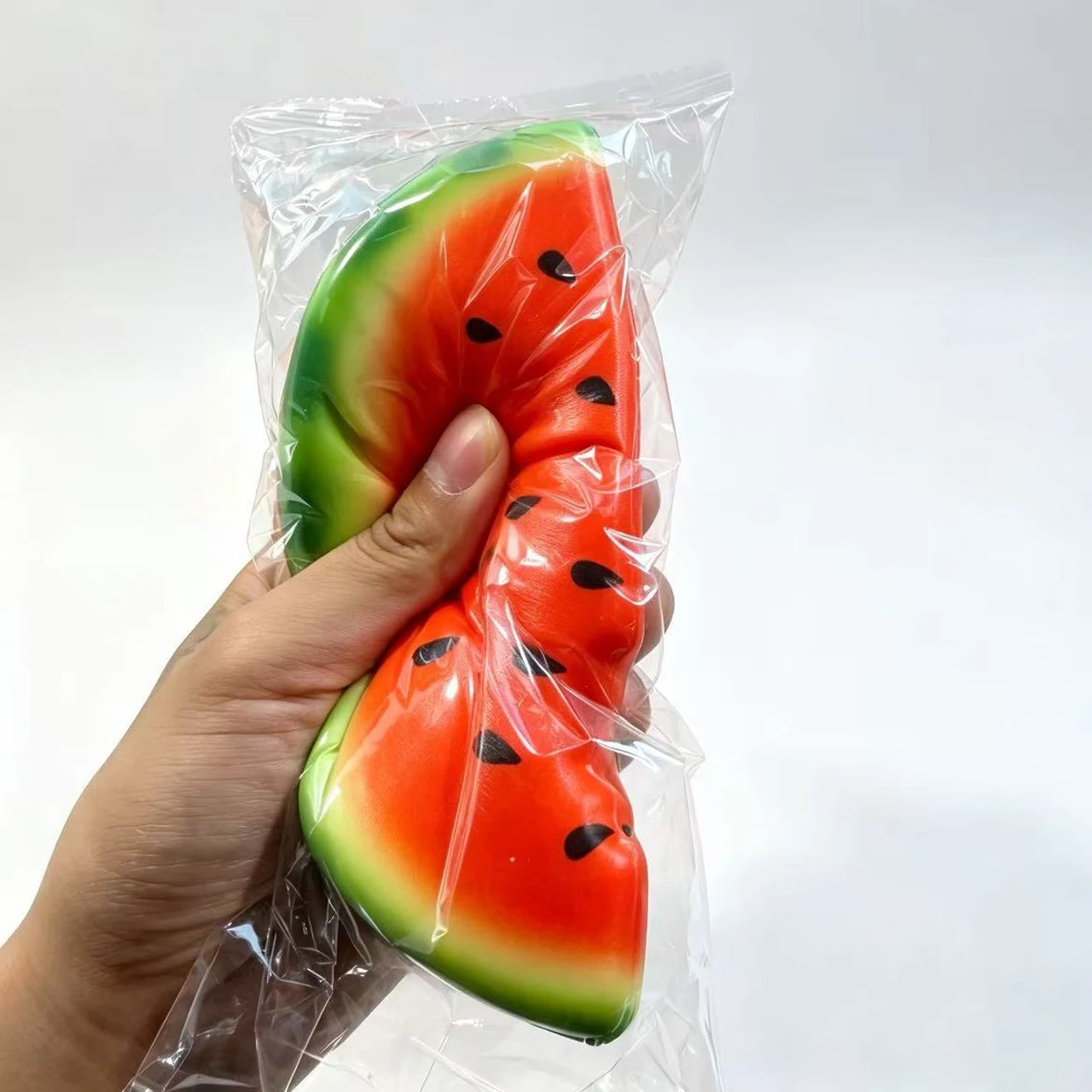 Cross-border New PU Slow Rebound Watermelon Squeeze Toy, Soft Pinch Fidget Toy, Simulation Fruit Stress Relief